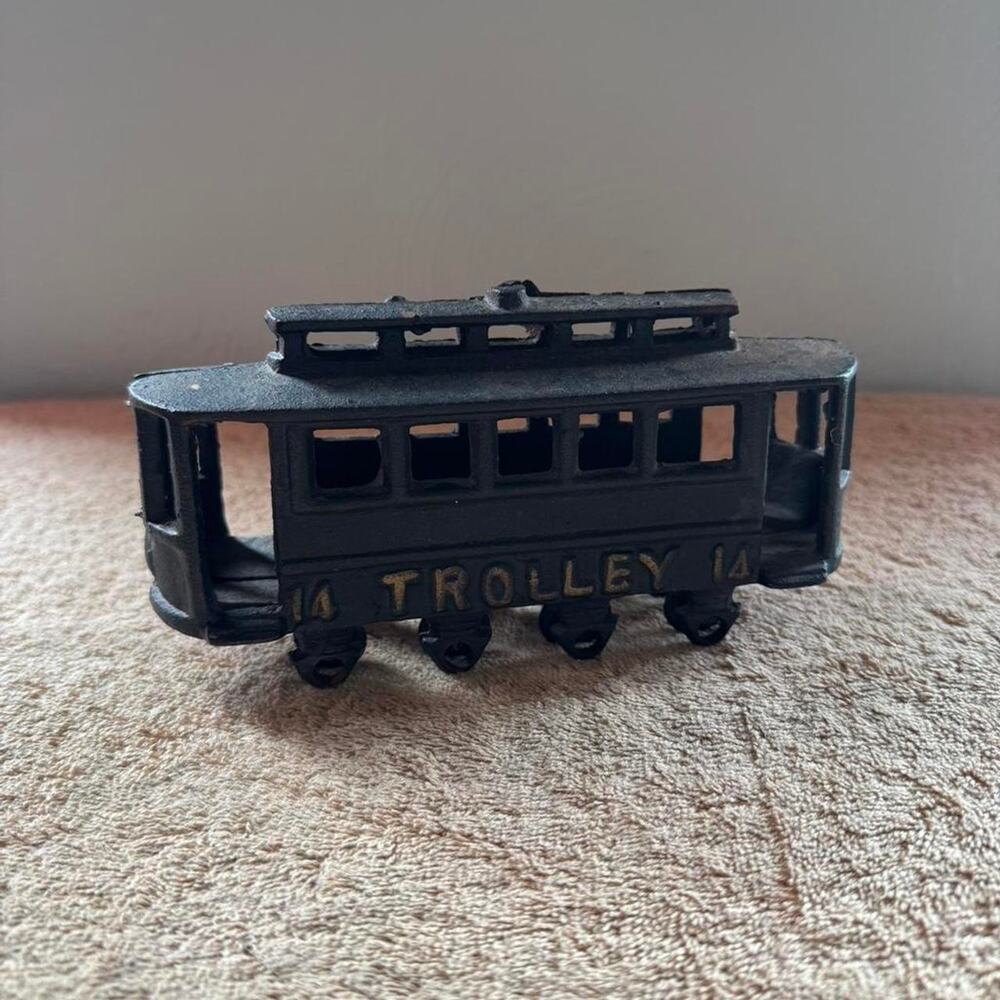 Vintage Cast Iron Toy #14 Trolley Car- Likely from 1970-80's